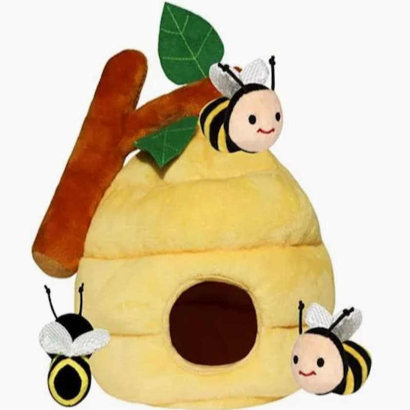 Jogo de quebra-cabeça interativo colmeia para cães pequenos, brinquedo de pelúcia - brinquedo fofo para cachorros que escondem abelhas